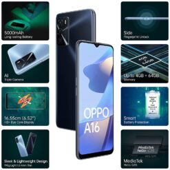 Oppo A16 4GB Memory, 64GB Storage, Crystal Features
