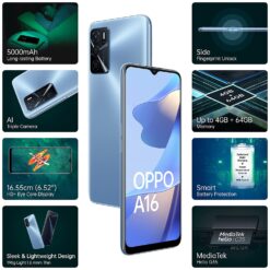 Oppo A16 (4GB Memory, 64GB Storage, Pearl Blue Features
