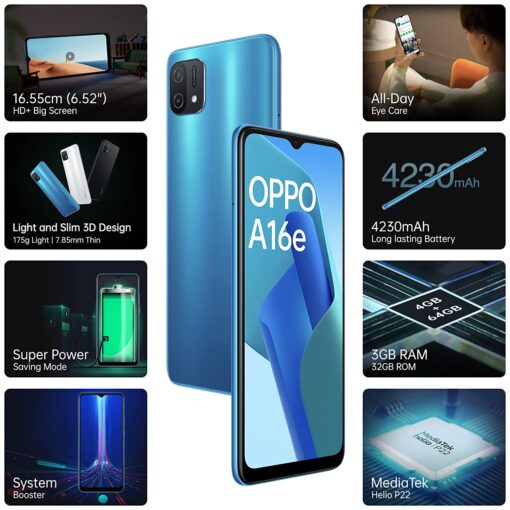 Oppo A16E 3GB Memory, 32GB Storage , Blue Features