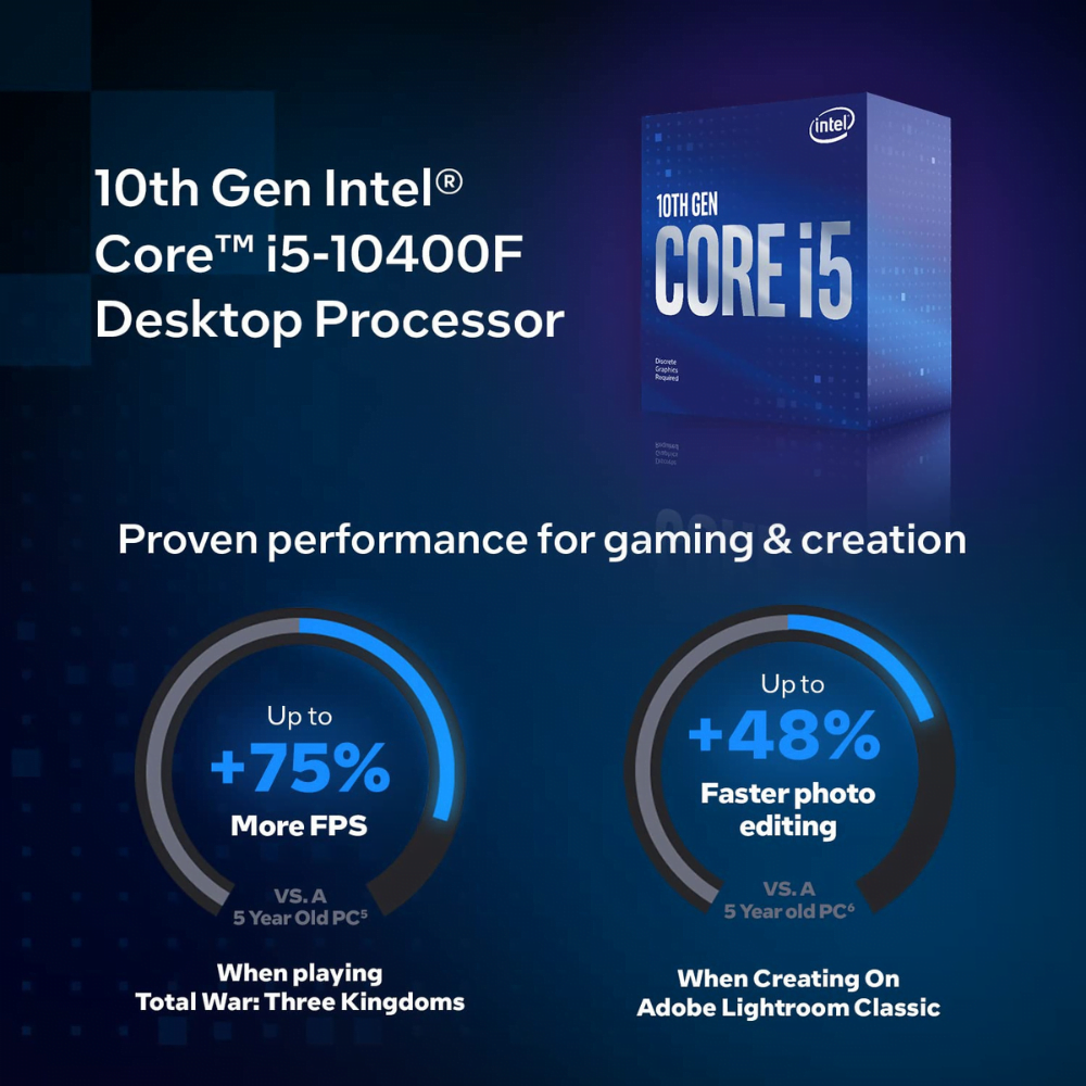 Intel Core i5 10th Gen 10400F (12MB Cache Memory, 6 Cores, up to 4.30 GHz)  - Ampro