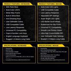 ANT ESPORTS KM 540 Gaming Backlit Keyboard and Mouse Combo, LED Wired Gaming Keyboard, Ergonomic & Wrist Rest Keyboard, Programmable Gaming Mouse for PC/Laptop/Mac – Black