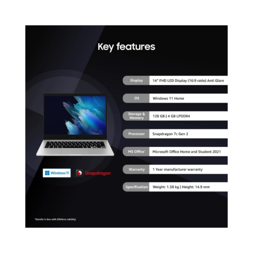 SAMSUNG Galaxy Book Snapdragon 7c Gen 2 Best Online Price