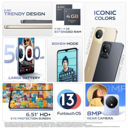 Vivo Y02t 4GB 64GB Sunset Gold Bajaj No Cost EMI