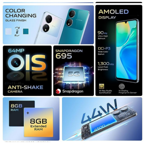 Vivo Y100A 5G 8GB 128GB No Cost EMI Bajaj Finance