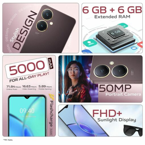 Vivo Y27 6GB 128GB Burgundy Black EMI without Credit Card