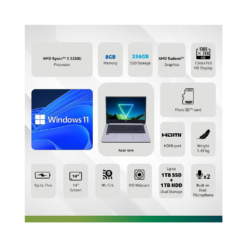 Acer Z2-493 AMD Ryzen 3 Dual Core 3250U Axis Debit Card EMI