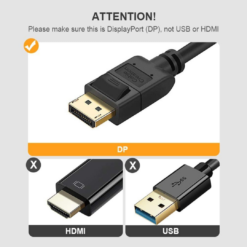 Cable DP/HDMI/VGA Silver Connector 6FT