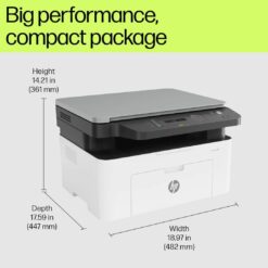 HP Laser MFP 1188nw Wireless Printer (A4 Laserjet Printer, Wi-Fi, USB, Ethernet Connectivity, Monochrome Printing, 21ppm, White, ‎7.5 kg)