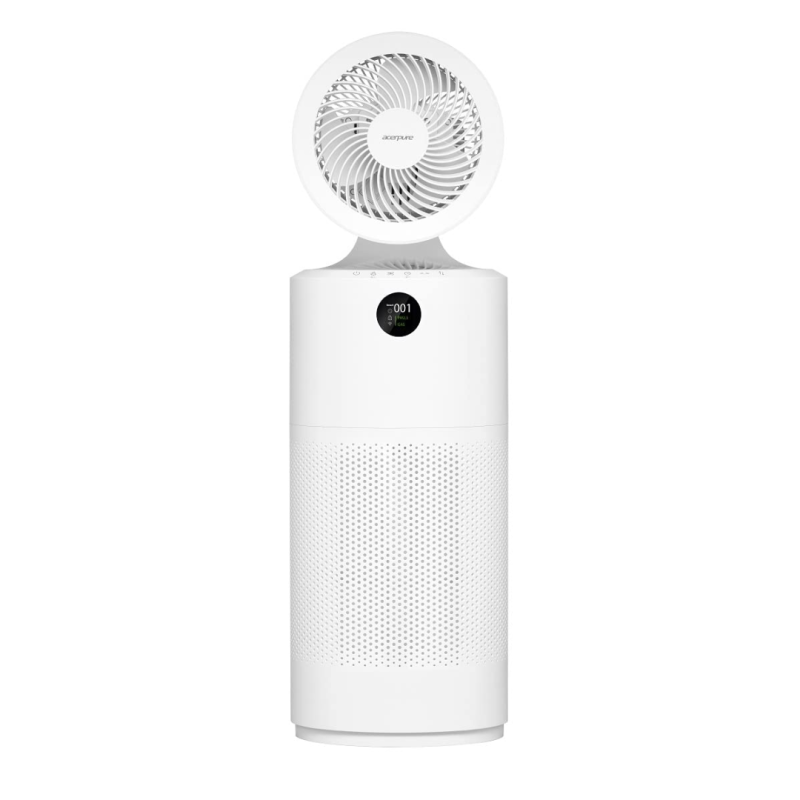 Acerpure Cool C2 2-in-1 air circulator and purifier with 4-in-1 HEPA filter, smart sensor mode, 25 dB quiet operation, and 1-year warranty.