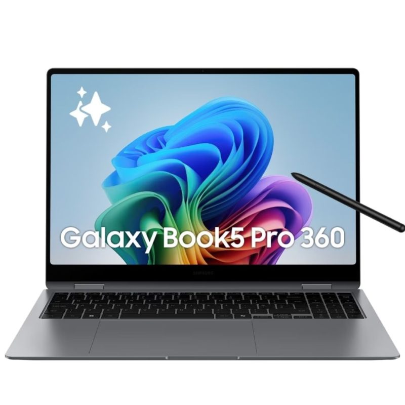 Buy Samsung Galaxy Book5 Pro 360 online at best price with Ultra 7 processor, AMOLED touch display, fast SSD, and easy EMI offers.