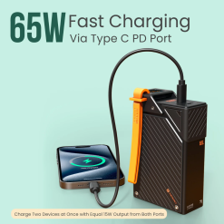 Portronics Halley 20K 65W fast charging powerbank with 20000mAh capacity, dual Type-C PD ports, LED display, and safe charging. Buy online in India.