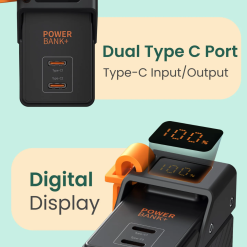 Portronics Halley 20K 65W fast charging powerbank with 20000mAh capacity, dual Type-C PD ports, LED display, and safe charging. Buy online in India.