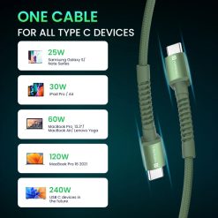 Portronics Konnect X 1M Type C To Type C 240W Fast Charging Cable price in India. Fast charging, durable nylon design, EMI and Debit Card EMI available.