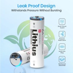 Portronics Lithius AA Rechargable Battery Type-C with 2220mWh capacity and 1.5V output. Buy online in India with fast Type-C charging.