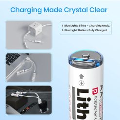 Portronics Lithius AA Rechargable Battery Type-C with 2220mWh capacity and 1.5V output. Buy online in India with fast Type-C charging.