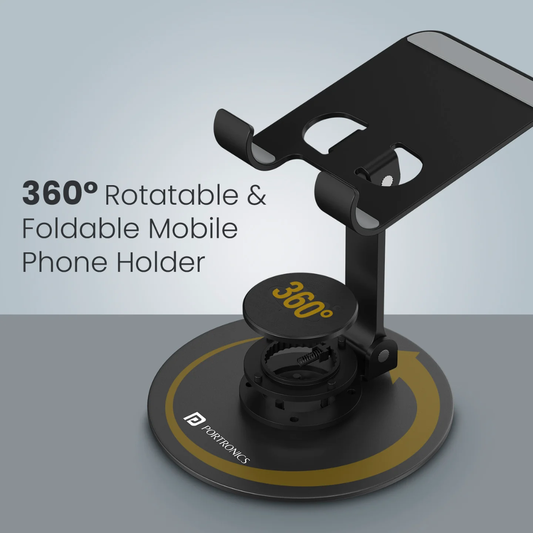 Portronics Mobot 4 universal mobile holding stand price in India. Adjustable, aluminum body, foldable design with EMI and Debit Card EMI options.
