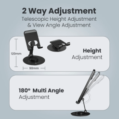 Portronics Mobot 4 universal mobile holding stand price in India. Adjustable, aluminum body, foldable design with EMI and Debit Card EMI options.