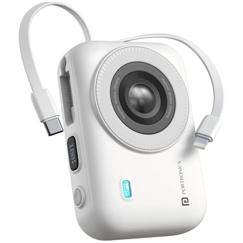 Portronics Power Shutter 20k 20000mah Powerbank Buy Online with 15W wireless charging, 22.5W fast output, LED display. Buy online with warranty.