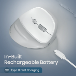 Portronics Toad Ergo 4 rechargeable vertical mouse for laptop in India. Ergonomic design, dual connectivity, adjustable DPI, EMI and Debit Card EMI.