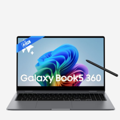 Samsung Book5 360 AMOLED Touch Laptop with Intel Core Ultra 7 processor, 16GB RAM, 512GB SSD, 15.6-inch FHD display, lightweight design, and fast charging. Buy online in India.