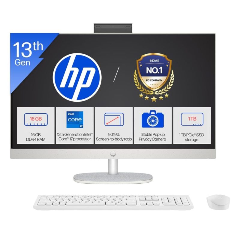 HP AIO i7 13th Gen Desktop PC, 16GB RAM, 1TB SSD, 27 inch Display, You can buy this All-in-One desktop in India, No credit card needed, Visit Ampro.in Now