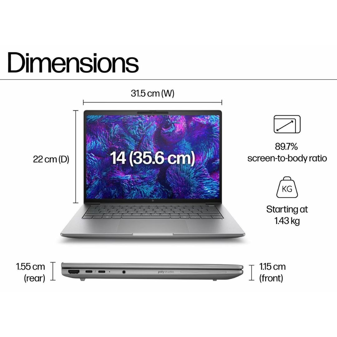 HP ZBook 8 G1i 14 Mobile Workstation at Best Price (C1JN1PT) Ultra7, 32GB RAM, RTX 500 ADA 4GB. Get Best Price in India with Easy EMI and Zero Downpayment.