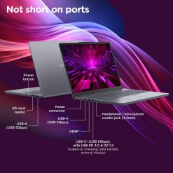 Lenovo IdeaPad Slim 3 i5 13th Gen 15.6 inch Laptop with 8GB RAM, 512GB SSD, Windows 11 and MS Office for smooth daily work. 83K100CAIN