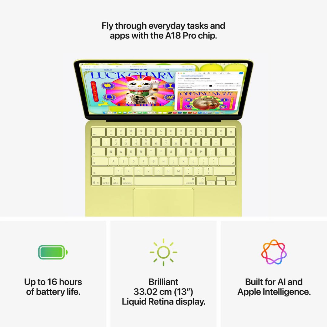 13-inch MacBook Neo Apple A18 Pro Chip with 6 Core CPU Citrus