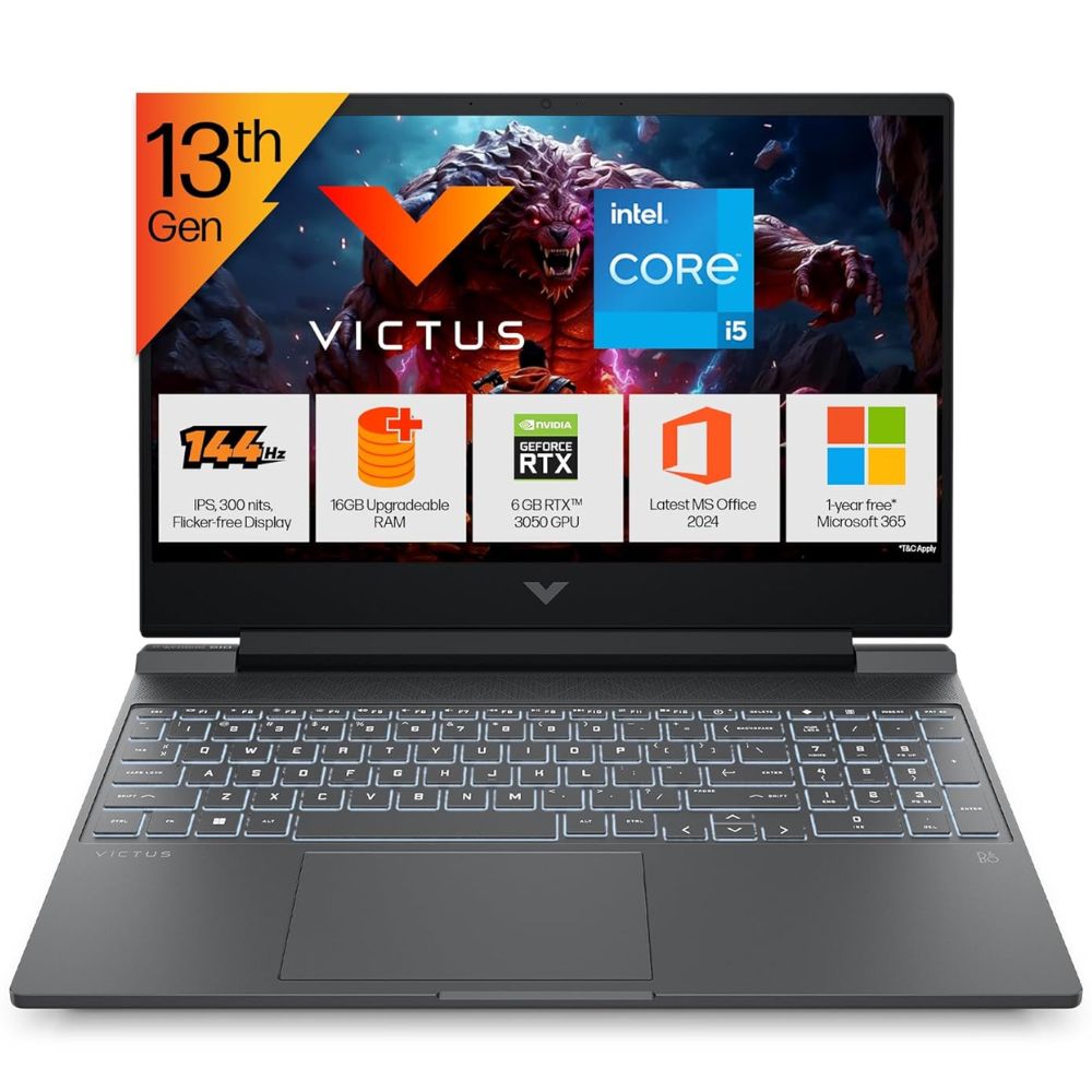 Buy HP Victus 15-FA2700TX Gaming Laptop Best Price India with Intel Core i5-13420H, 16GB RAM, 512GB SSD and RTX 3050 6GB. Buy online with Easy EMI offers.