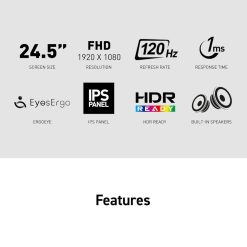 MSI PRO MP251 E2 24.5 Inch Full HD IPS Monitor Buy Online India 120Hz frameless display HDMI DP VGA speakers best price India EMI options.
