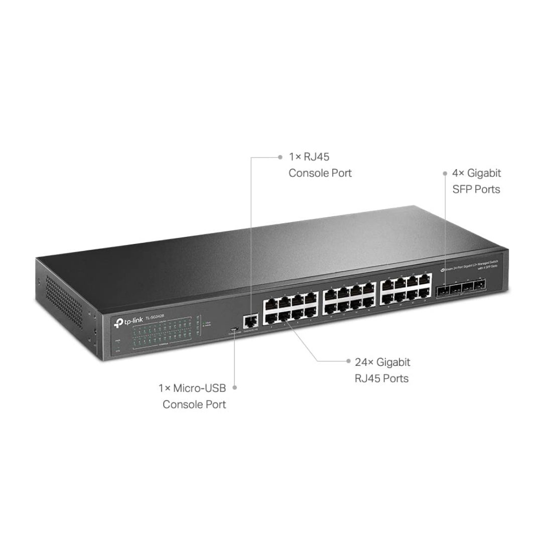 TP-Link TL-SG3428 Gigabit Switch Price in India, 24 port switch with 4 SFP slots, buy online at best price in India with EMI options.